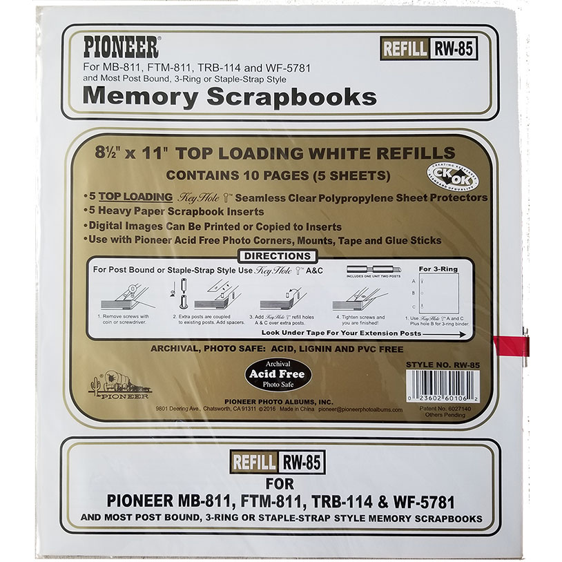 Pioneer 8.5 x 11 Scrapbook Refill with White Inserts