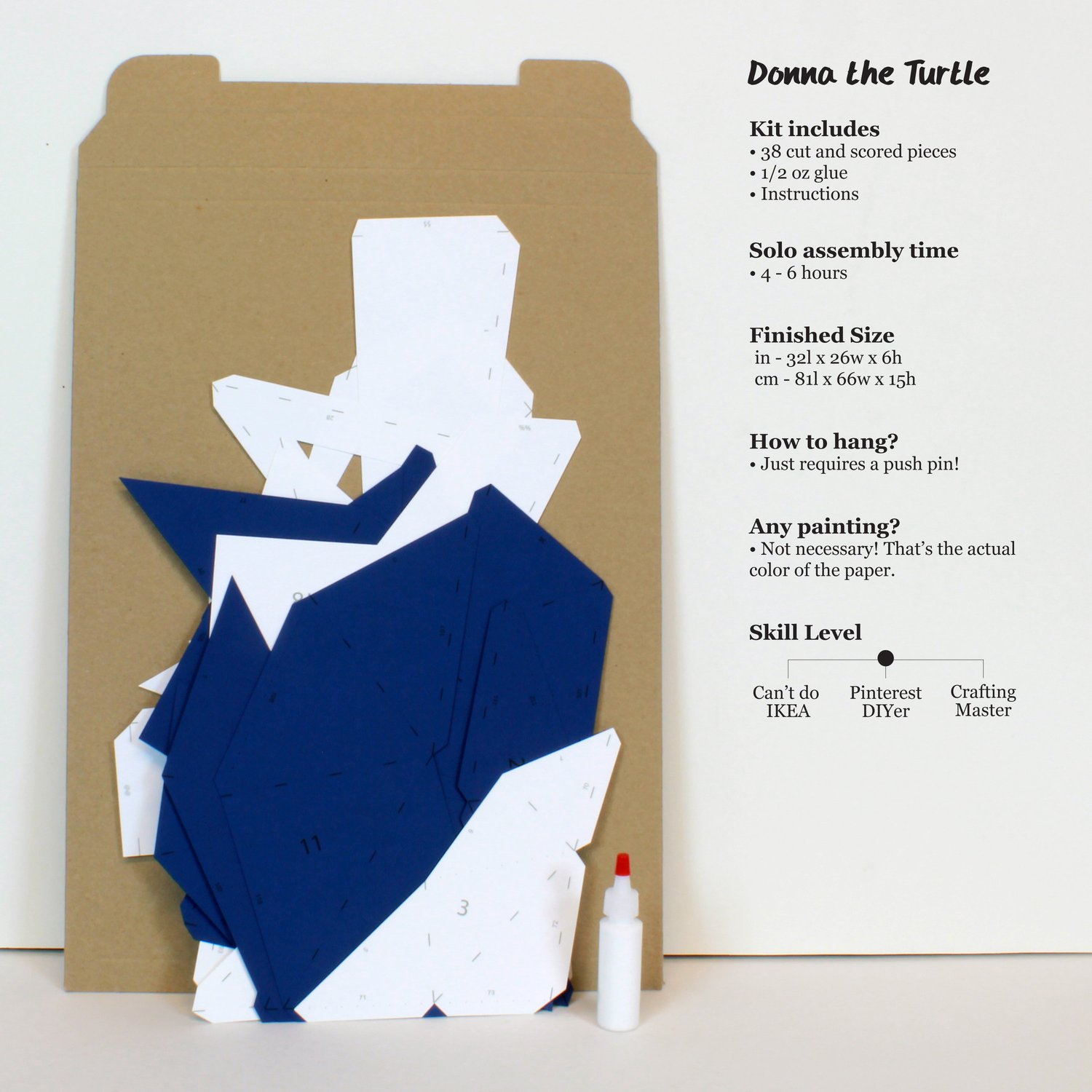 DIY Paper Sculpture Kit Turtle