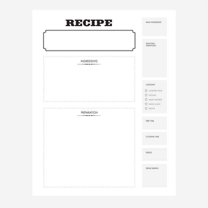 Recipe Binder Refill Pages