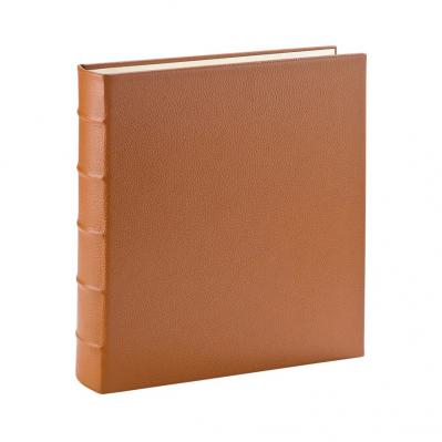 Pebble Grain Genuine Leather 3-ring photo binder in Tan