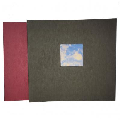 12 x 12 Fabric Scrapbook with cover window in brown and red