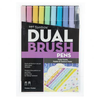 Dual Brush Pen Art Markers 10-Pack, Pastel, Brush Markers