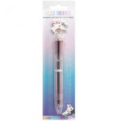 Multicolor Retractable Pen with Unicorn Charm